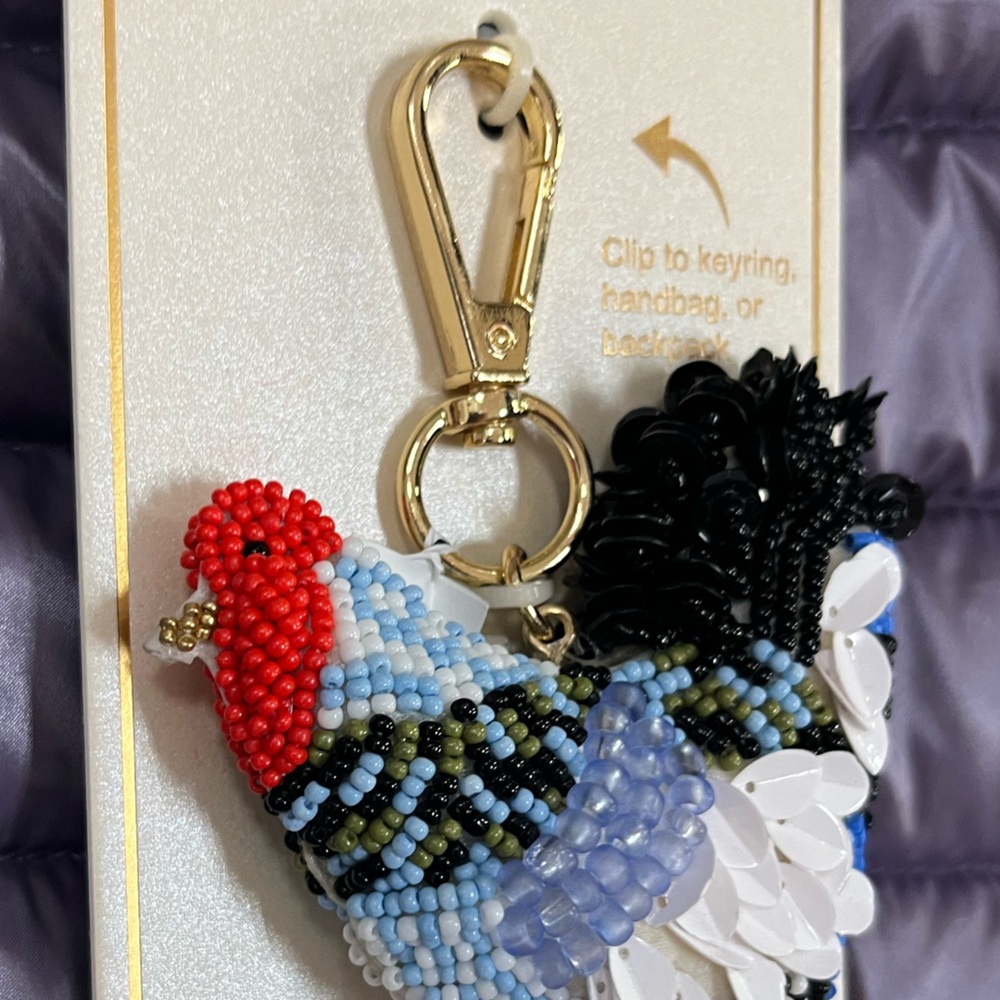 NWT ⚜️💙⚜️ Haute Hippie Beautiful Rooster Bag Charm Keychain - Picture 14 of 14